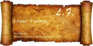 Loser Ferenc névjegykártya